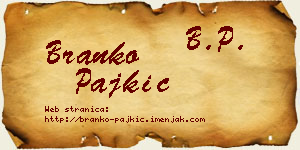 Branko Pajkić vizit kartica